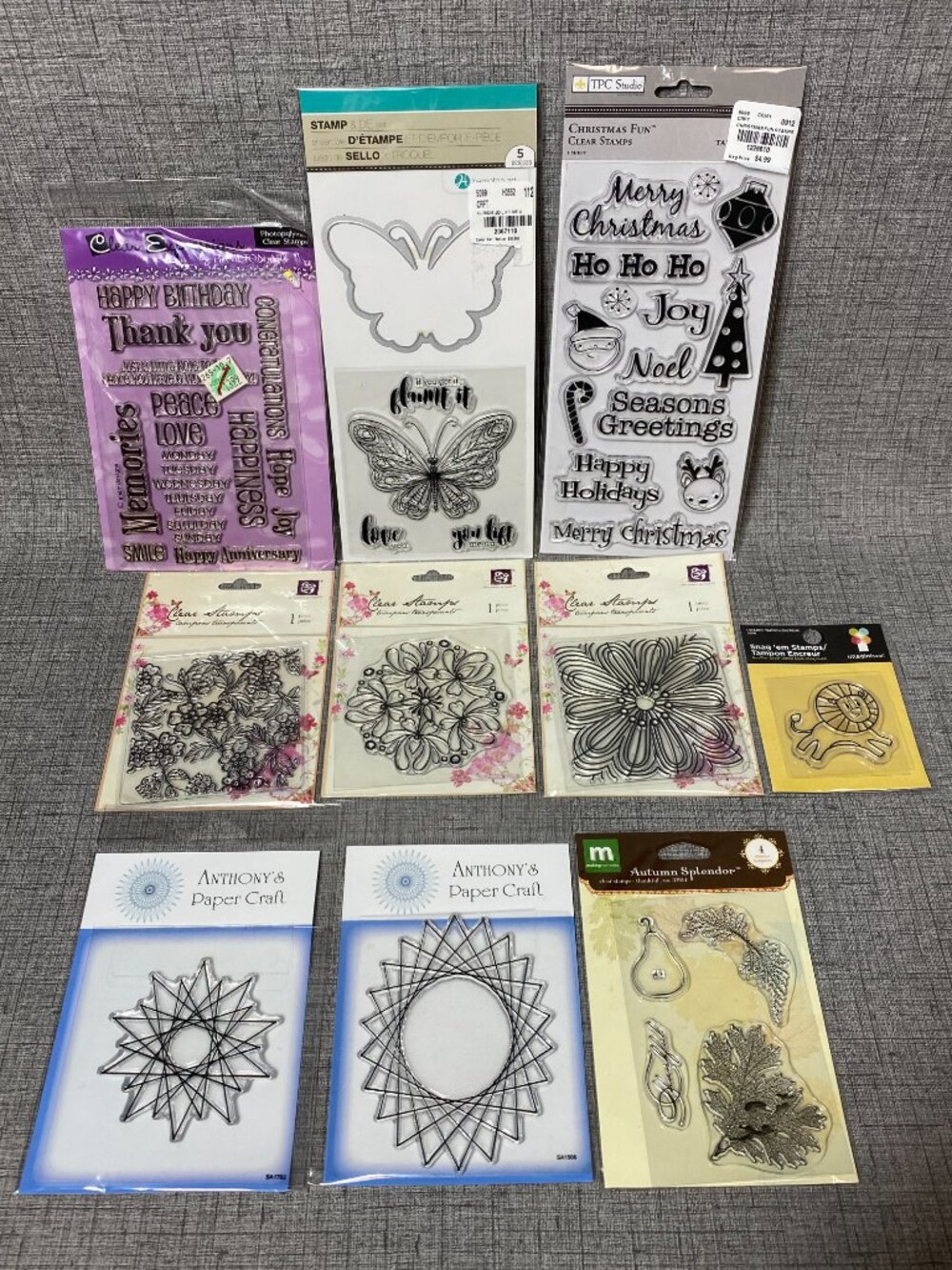 NEW Anthony's Paper Craft Hampton Art Clear Cling Stamp Mixed 10pc Lot